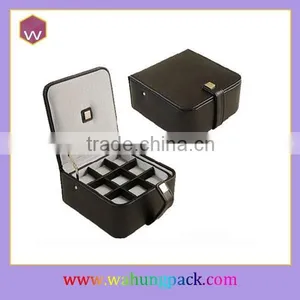 Luxury Black Pu Leather Protable Cufflink Gift Box For Men thumbnail-1
