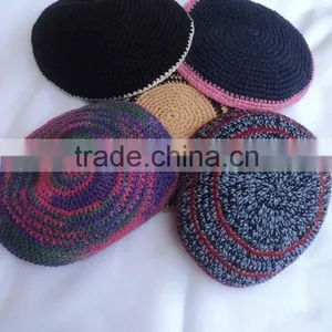 Suede Kippot,custom Suede Kippah / Customized Hand Crochet Kippah, Knitted Kippot Yarmulke, Knitted Kippah thumbnail-1