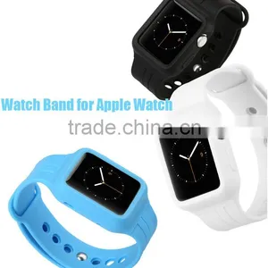 Silicone Replacement Strap Bracelet Watch Band Fitness Adjustable With Built-in Watch Frame Cover Case for Apple Watch & Sport thumbnail-1