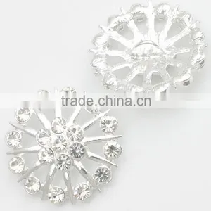 Silver Round Metal Shank Button With Rhinestones RNK1293 thumbnail-3