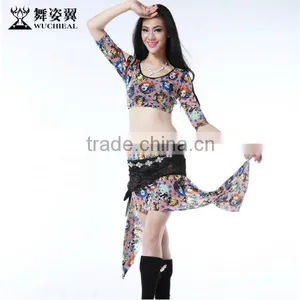Wuchieal 2015 New Printing Belly Dance Costumes for Practice or Performance thumbnail-1