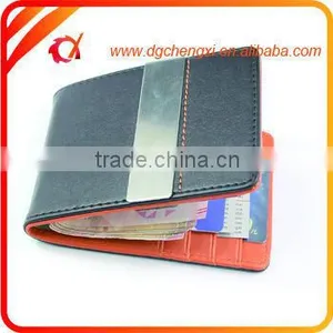 Promotional Credit Card Holder PU Money Clip Functional PU Leather Stainless Steel Money Clip thumbnail-2