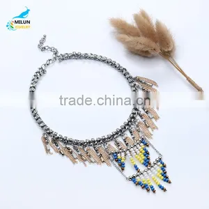 Trendy Fashion Tassel Rhinestone Choker Statement Necklace 2016 thumbnail-6