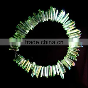 Green Aura of Titanium Coating on Quartz Crystal Necklace for Healing thumbnail-1
