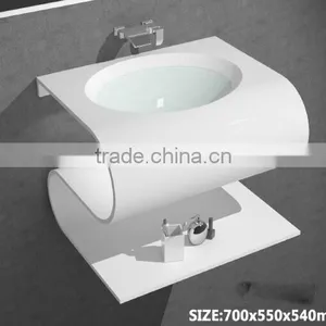 Solid Surface Freestanding Wash Hand Basin With Tap , Stone Resin Wash Basin, Wall Hung Wash Basin thumbnail-4