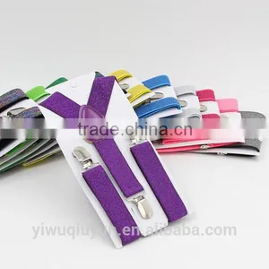 Unisex Kids Adjustable Clip on Solid Purple Suspenders Braces 2.5cm Width thumbnail-1