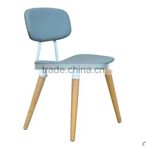 Blue Fabric Upholstered Dining Room Chair With Leather thumbnail-1