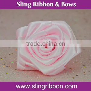 Wholesale Light Pink Big Satin Ribbon Flowers For Wedding Decoration thumbnail-1