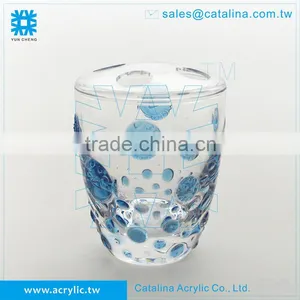 3D Bubble Fish Pattern Cotton Jar Toothbrush Holder Lotion Dispenser Soap Dish Tumbler Acrylic Bathroom Supplies thumbnail-2