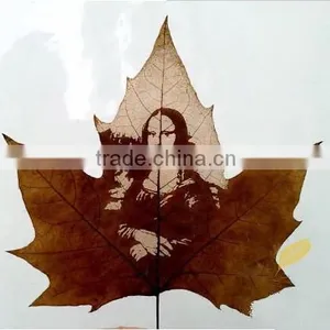 Natural Leaf Carving Picture - Mona Lisa Smile * Foreign Affairs Gifts * World Famous Paintings thumbnail-1