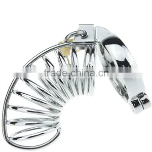 Padlock Hand-polished Sex Toys For Men Stainless Steel Lockable Penis Cage thumbnail-1