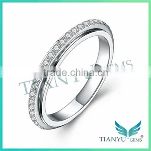 925 Sliver Finger Ring 1Carat 8 Hearts & Arrows Round Cut Moissanite Diamond Wedding Ring thumbnail-2