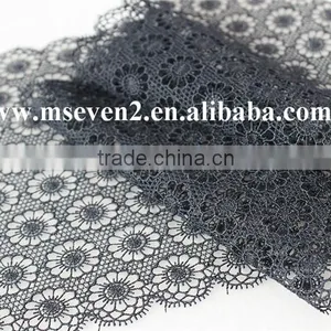 New Black Color Lace Design 2016 Embroidery Scallop Shape Lace Trim Austrian Embroidery Designs Flower Lace in 17cm thumbnail-4