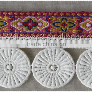 Hot Selling Fringed Polyester Jacquard Tape, Jacquard Tape Trim With Round Tassel for Garment thumbnail-5