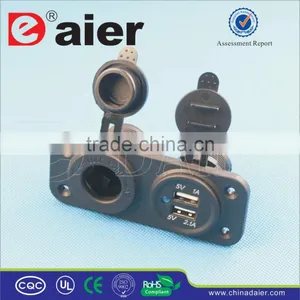 Panel Mounted Micro USB Car Charger 2 Port And Car 12V DC Socket thumbnail-1