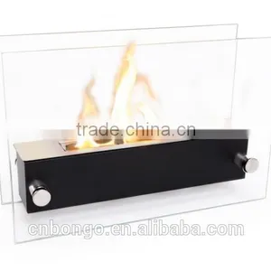 Black Bio Ethanol Fireplaces With Clear Crushed Glass thumbnail-1