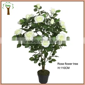 White Artificial Rose Flowering Tree thumbnail-1