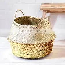Gold Sequin Belly Basket, Storage Sea Grass Basket thumbnail-1