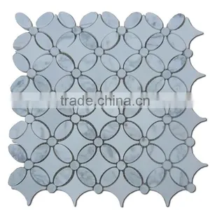 MM-CV282 Kitchen Carrara Natural Stone White Flower Marble Mosaic Tile thumbnail-1