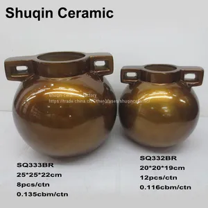 Round Vase Dolomite Vase Indoor Vase Table Vase Ceramic Vase for Home Decor thumbnail-3