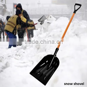 14" Plastic Snow Shovel With Long Metal Handle thumbnail-1