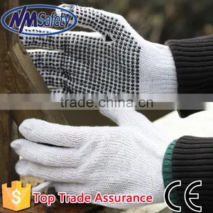 NMSAFETY Garden Work Bleached Cotton With Dots on Palm Gloves thumbnail-1