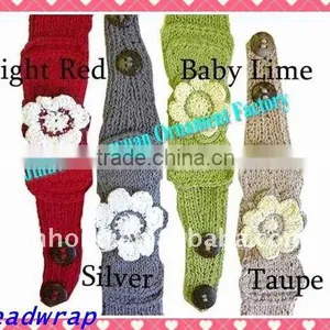 Crochet Flower Head Wrap With Bow thumbnail-1