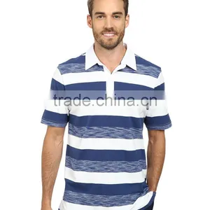 Custom Cheap Blue Striped Polo Shirts for Mens Slim Fit thumbnail-1