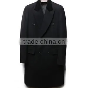 2014 Last Arriving Double-Breasted High Fashion Classical Design Black Lapel Slim Fit Mens Cashmere Men Coat thumbnail-1