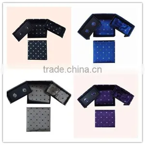 HOt Product Men Business Ties With Cufflink Tie Clip Hankie Gift Box thumbnail-1