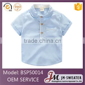 High Quality Plain Blue Cotton Polo Shirt Kindergarten Primary School Uniform thumbnail-1