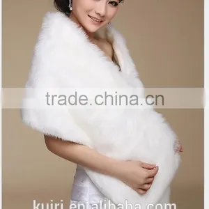 Best Deal New Fashion White Colour Trendy Bride Wedding Dress Faux Fur Shawl Wedding Shawl Streamer Gift thumbnail-2