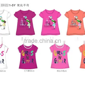 Wholesale Stocklot Girl t Shirt Branded Short Sleeve Chidren Top thumbnail-2