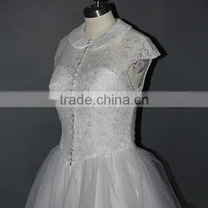 Short Net Applique Lace Mini Wedding Dress thumbnail-5