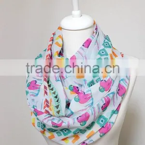 Pink Sloth Pattern Chiffon Infinity Scarf, Circle Scarf, Loop Scarf, Scarves, Shawls, Spring Fall Winter - Summer Fashion Christ thumbnail-5