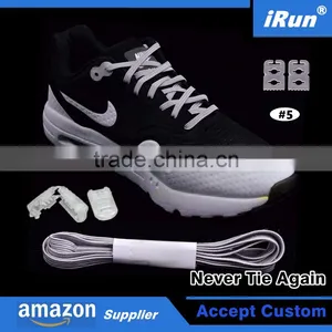 Non-Slip No Need Tie Runners Work Shoes Gray Flat Elastic Easy Shoelaces - Lazy Untied Elastic Anchor Shoelaces - Accept Custom thumbnail-1