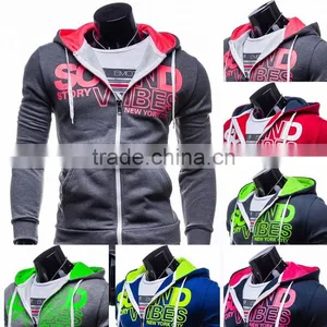 Colorful Custom Men Zipper Hoodies Sweatshirt With Hood thumbnail-1