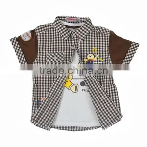Cotton Cartoon Checked Children Blouse thumbnail-2