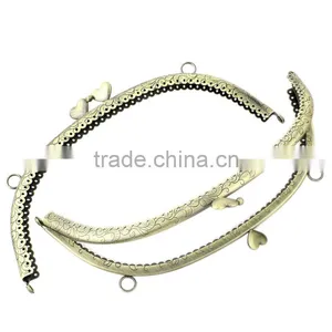 Metal Frame Kiss Clasp Arch For Purse Bag Antique Bronze Heart 20.5x10cm(Open:20.5x18.5cm),1 Pc,Jewelry thumbnail-1
