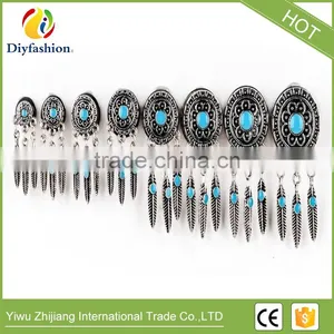 Bohemia Retro Feathers Long Tassel Stainless Steel Ear Plug thumbnail-6