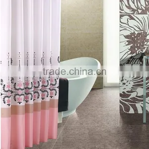 Polyester Mildew Proof Durable Printed With Flower Waterproof Shower Curtain thumbnail-1