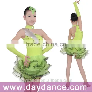 Girls Kids Ballroom Latin Competition Dress Fluffy Skirt Children Latin Dance Costumes thumbnail-1