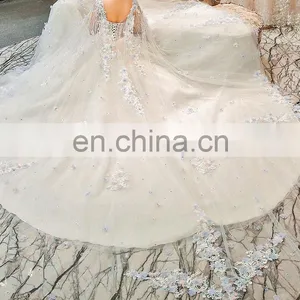 Gt902 2017 Luxury High Quality Cape White Muslim Lace Bridal Gown Muslim Wedding Dress thumbnail-4