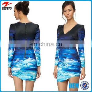 Long Sleeve Fashion Woman 3D Printing Dress thumbnail-1