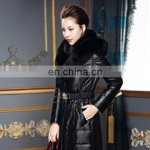 Hot Selling Winter Short Real Leather Down Coat With Fur Collar thumbnail-2