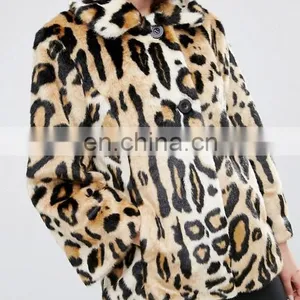 Wholesale Cheapest Price New Design Swing Coat in Leopard Faux Fur thumbnail-4