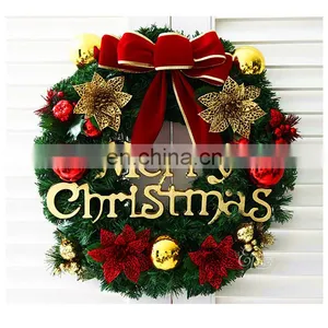 A039 Christmas Wreaths Berries Red Fruit Bow Knots Ornaments Window Arrangement Door Hanging Green Garland Christmas Gifts thumbnail-2