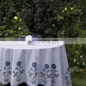 Block Printed Table Cloth Round Table Cover thumbnail-1