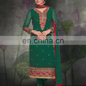 Liril Green Colored Georgette Suit. thumbnail-1