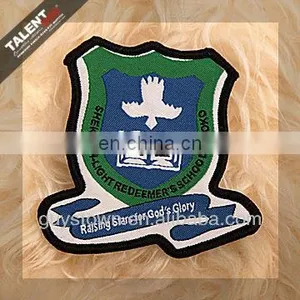 Custom Laser Cut Overlocking Bordure Shaped Woven Badge for Uniform Garment thumbnail-6
